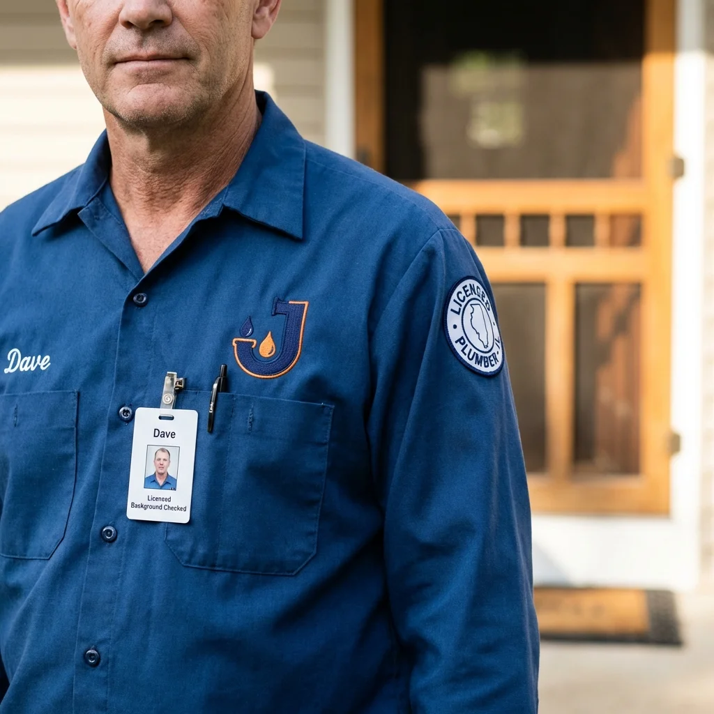 Licensed plumber showing ID badge in Winchester, NH