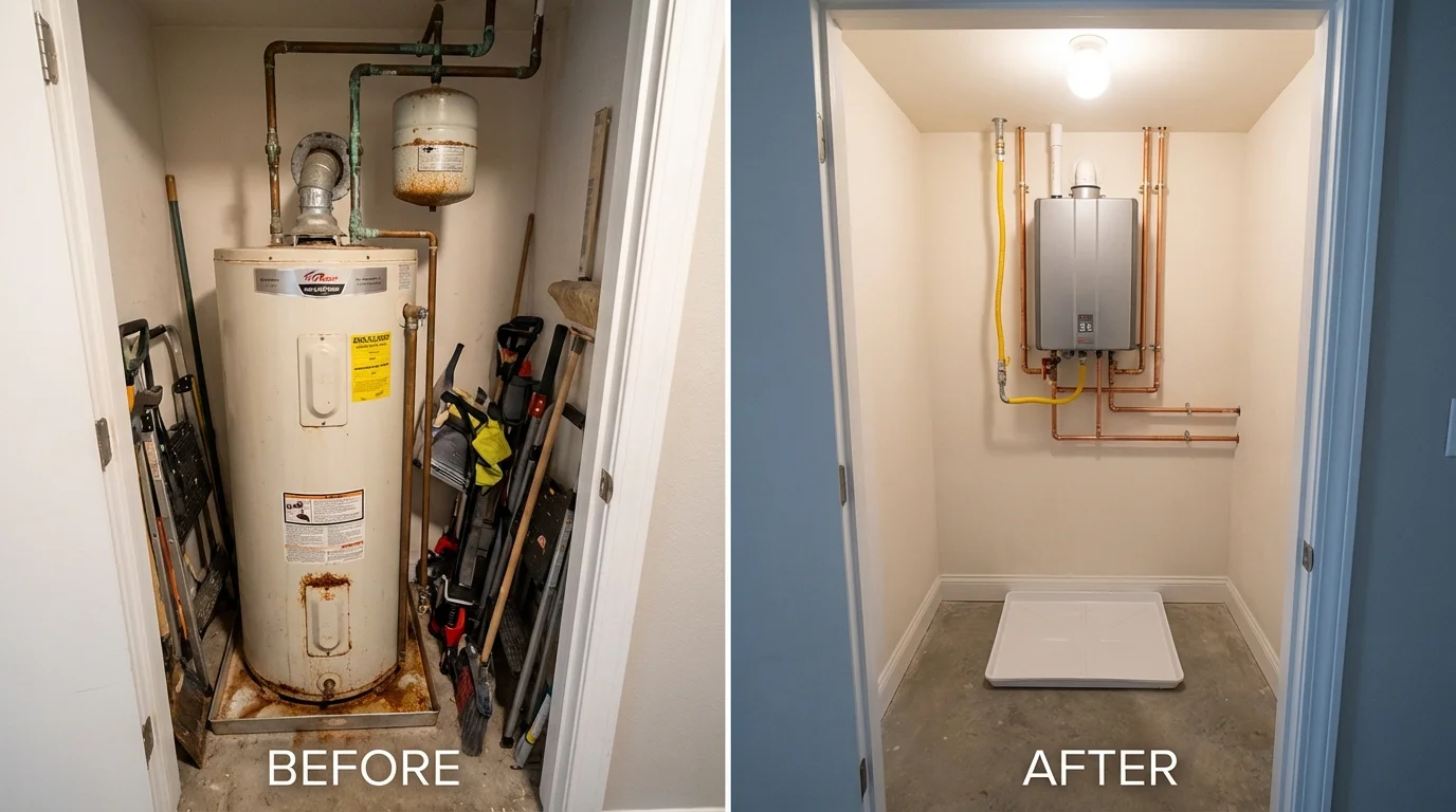 Tank water heater versus wall-mounted tankless unit comparison for Winchester, NH homeowners