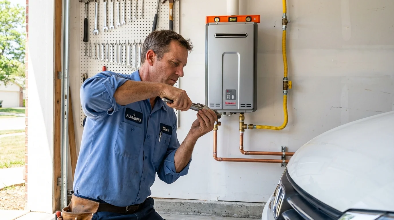 Tankless water heater installation by a Johns Plumbing LLC plumber in Winchester
